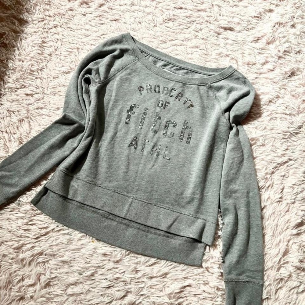 Abercrombie Cozy Sequin Preppy Varsity Sporty Pullover Sweater Kids M Minimalist